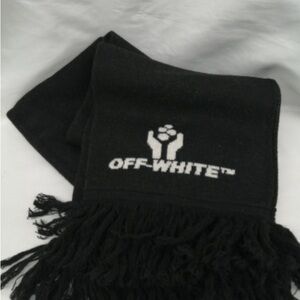 Off-White Black and White Branded Knit Scarf